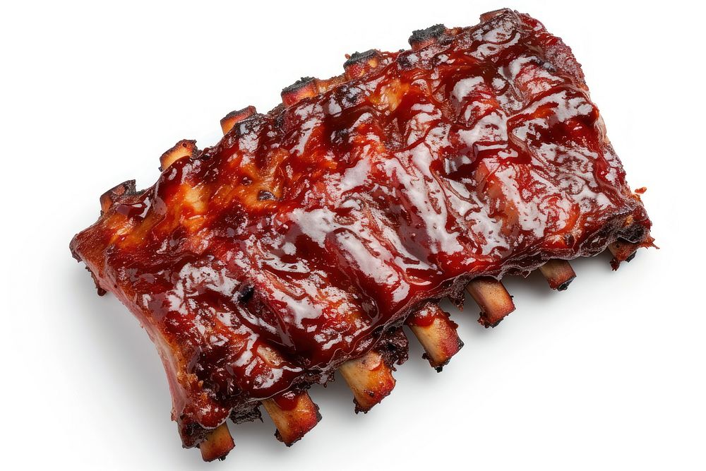 Barbecue ribs food meat white background.