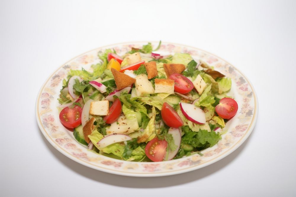 A fattoush salad food plate meal.