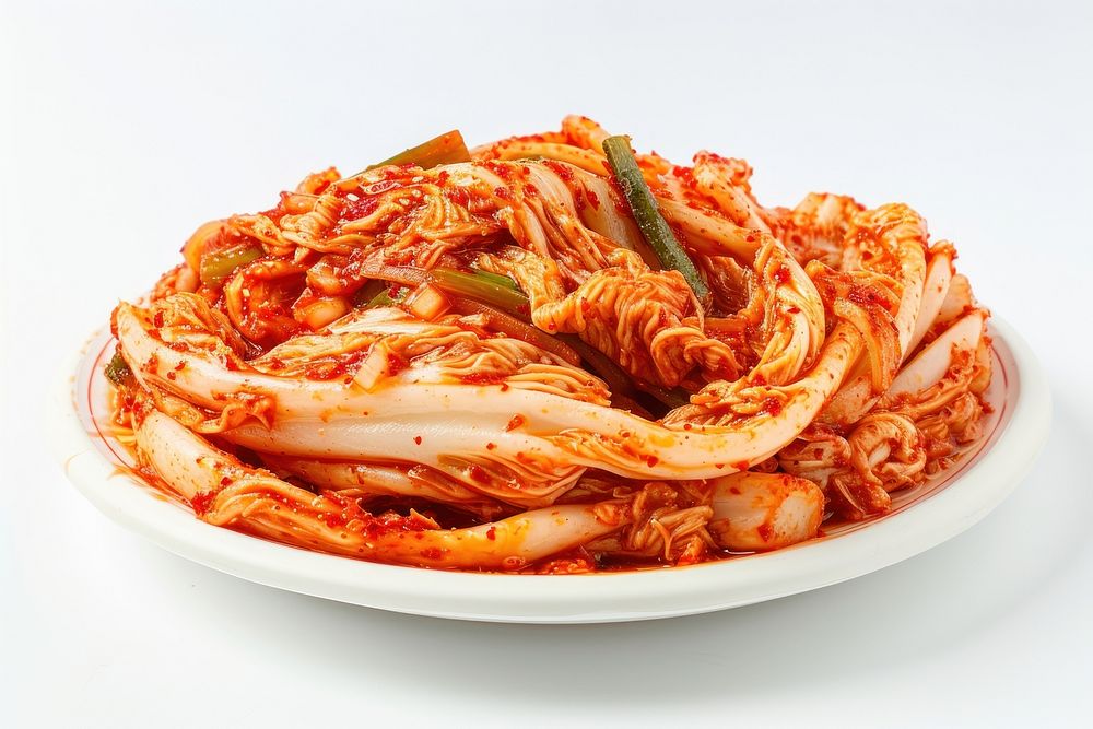Kimchi spaghetti seafood pasta.