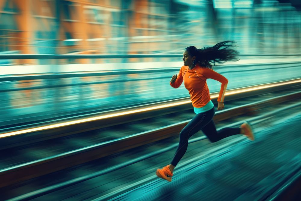 Woman running jogging sports determination.