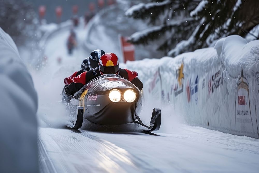 Bobsleigh snowmobile outdoors vehicle.