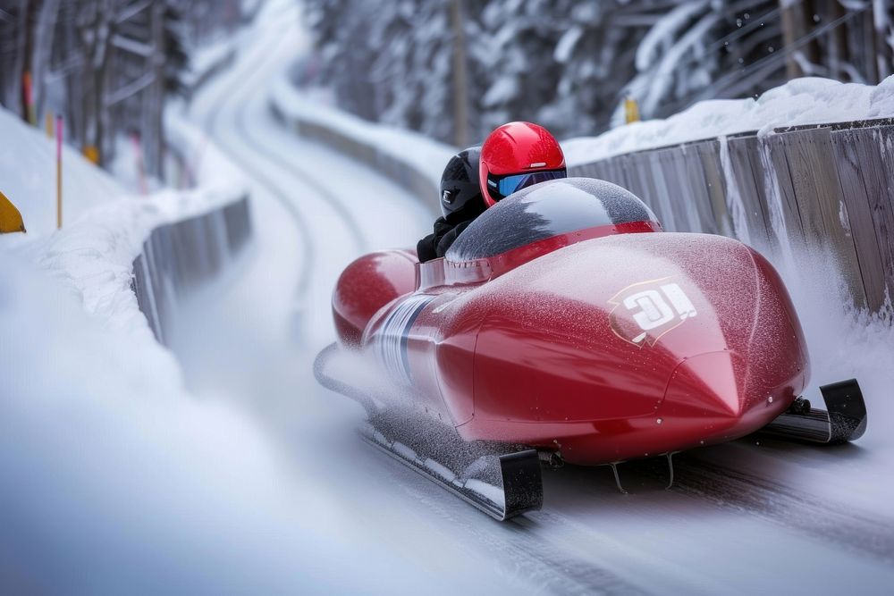 Bobsleigh sports outdoors vehicle.
