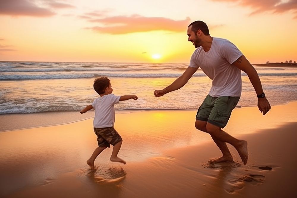 Brazilian dad spend time with son vacation family child.