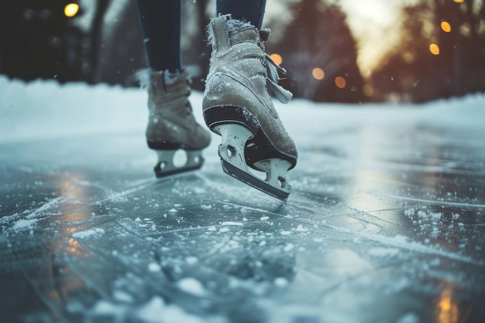 Ice skating sports footwear winter.