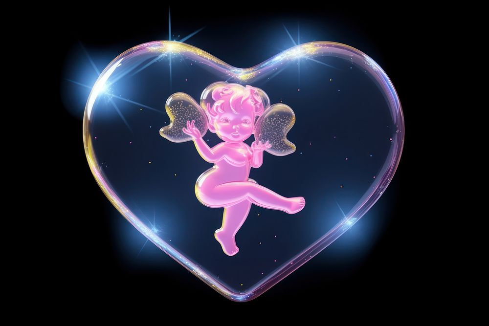 Cupid night heart representation.
