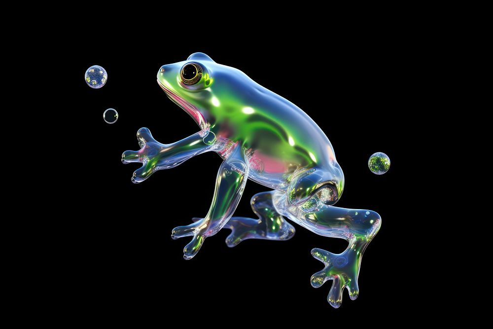 3d frog jumping transparent amphibian wildlife.