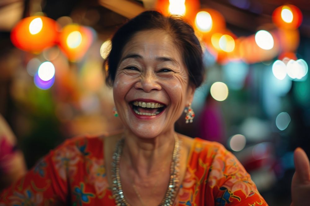 Woman Thai Joyful laughing portrait adult.