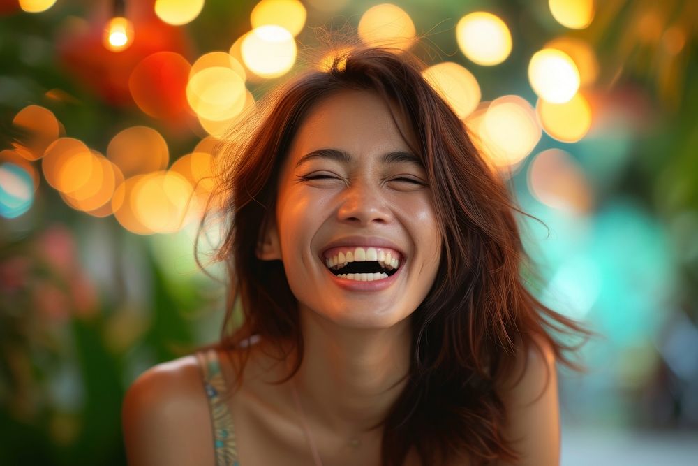 Woman Thai Joyful laughing adult joy.
