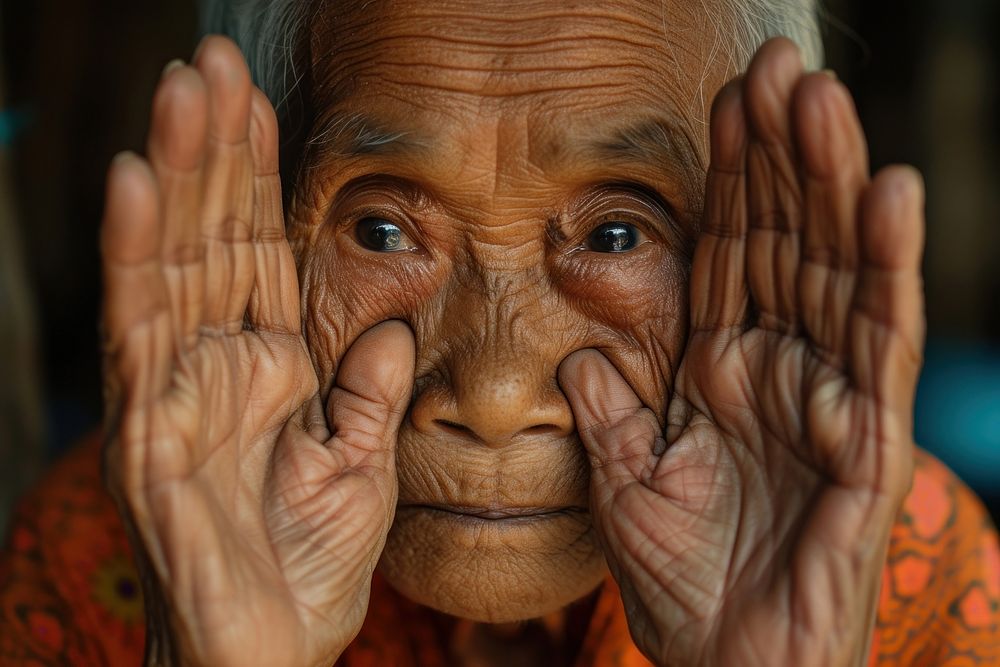 Woman Laos Contemplative Curiosity finger hand skin.