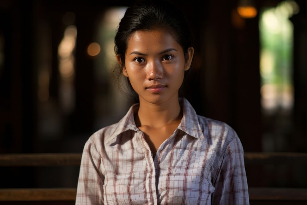 Woman Laos Peaceful portrait shirt photo.