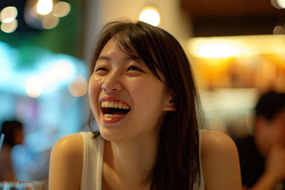 Woman Singaporean Joyful laughing smile relaxation.