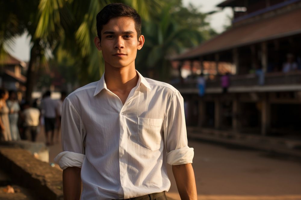 Man Laos Peaceful portrait shirt photo.