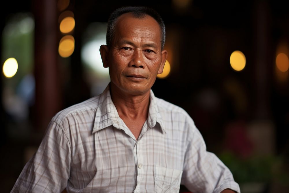 Man Laos Peaceful portrait adult night.