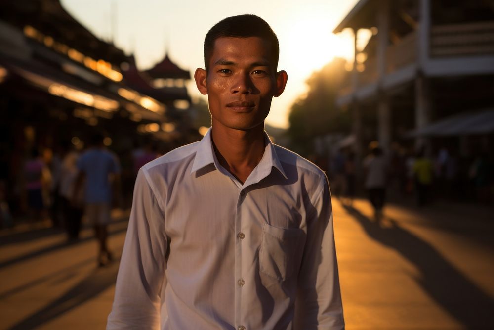 Man Laos Peaceful portrait adult shirt.