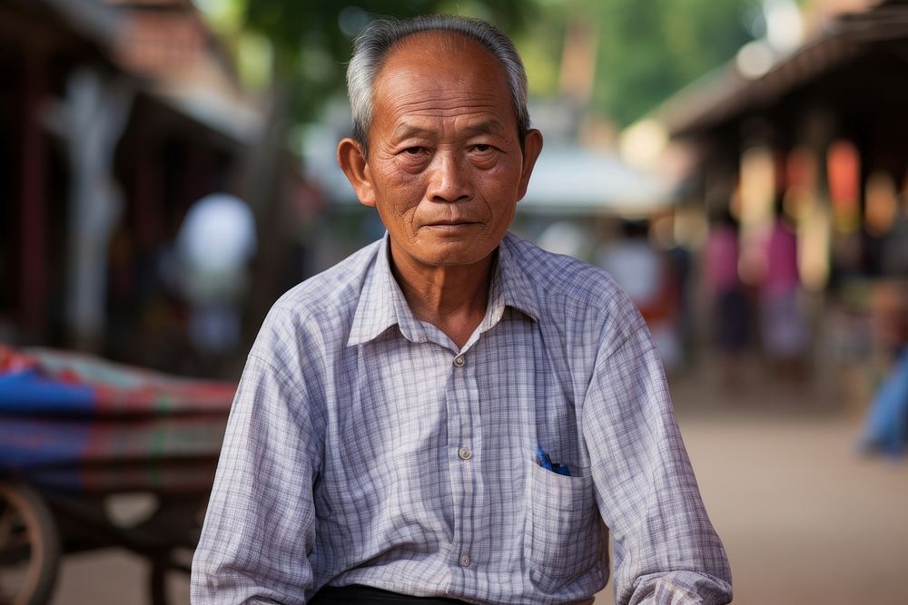Man Laos Peaceful adult transportation contemplation.