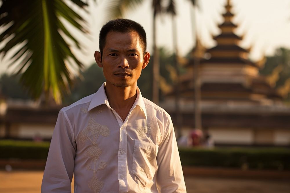 Man Laos Peaceful portrait adult shirt.