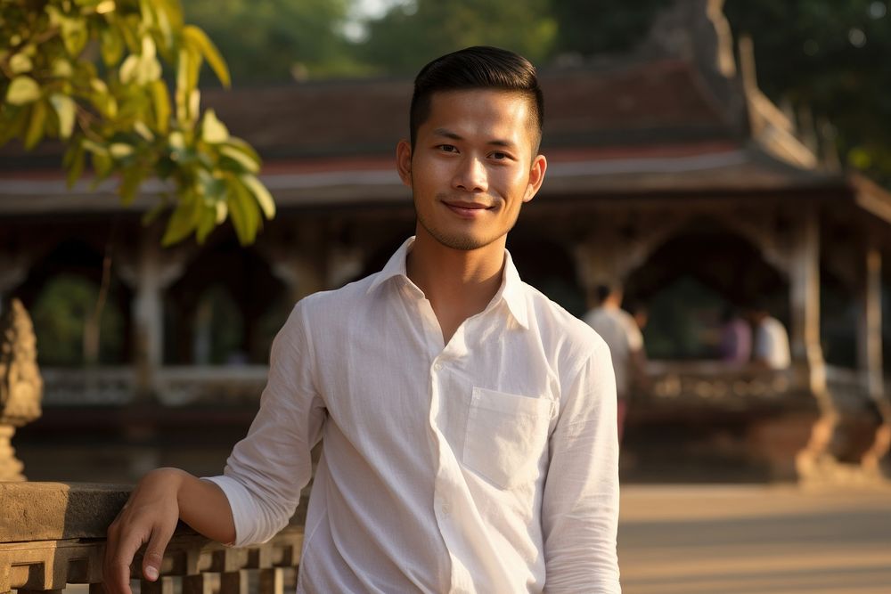 Man Laos Peaceful portrait smile photo.