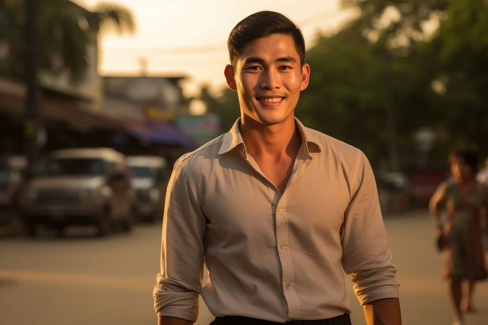 Man Laos Peaceful portrait adult smile.