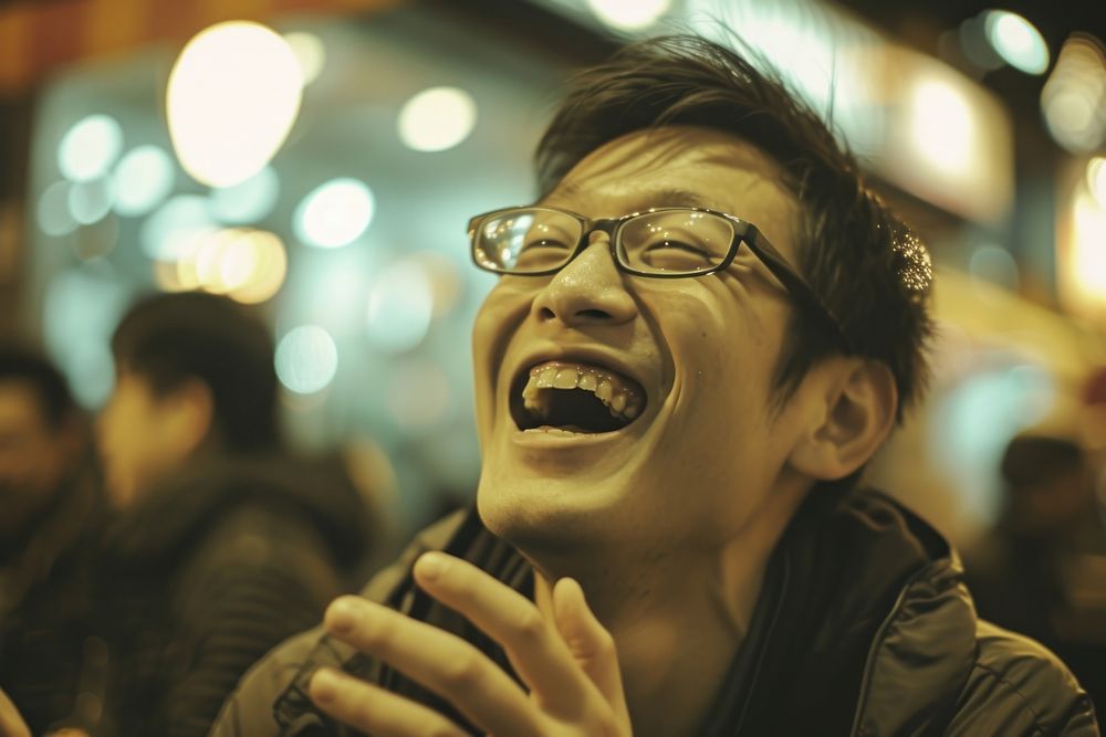 Man Singaporean Joyful laughing glasses adult.