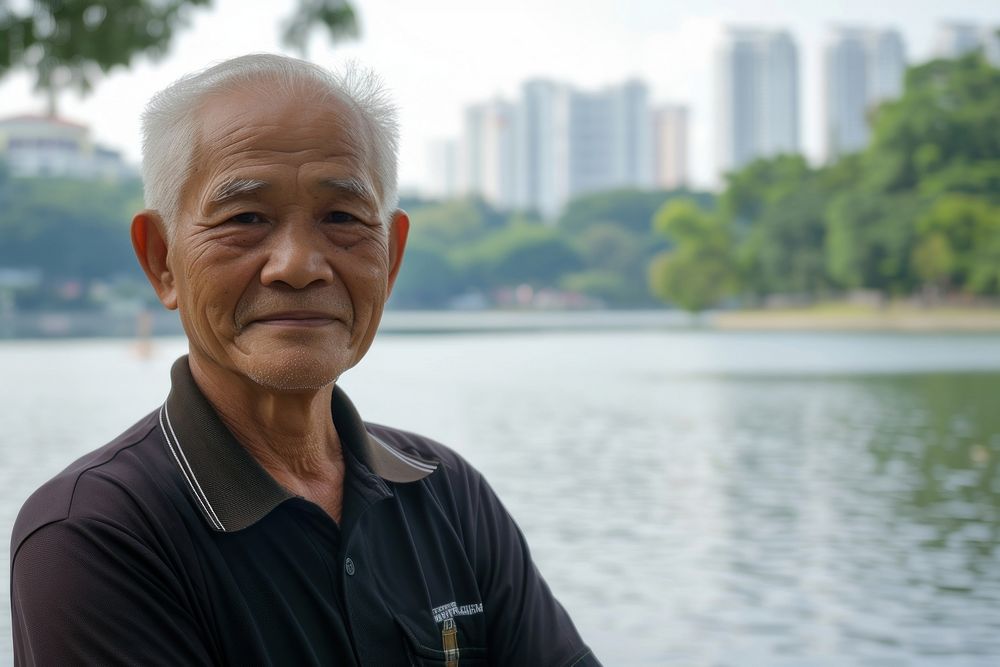 Man Singaporean Peaceful landscape portrait adult.