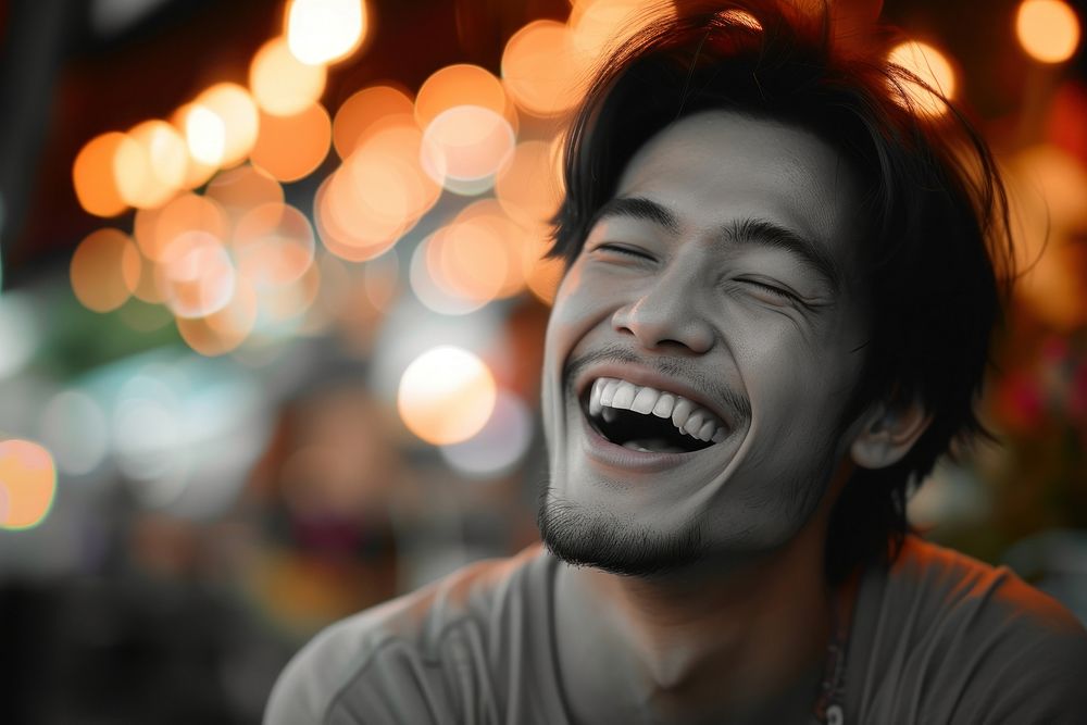 Man Thai Joyful laughing smile adult.