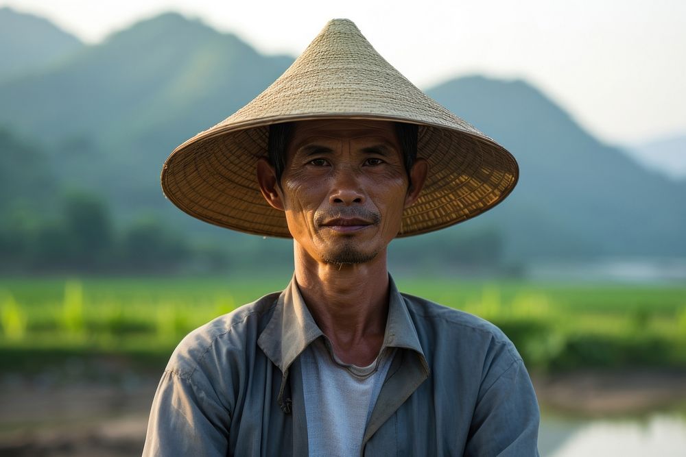Man Vietnamese Peaceful landscape adult agriculture.