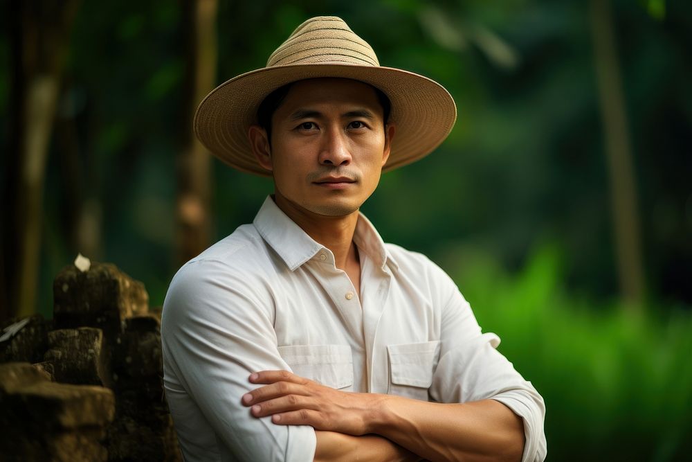 Man Vietnamese Peaceful portrait adult photo.