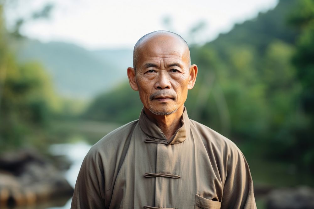 Man Vietnamese Peaceful adult contemplation spirituality.
