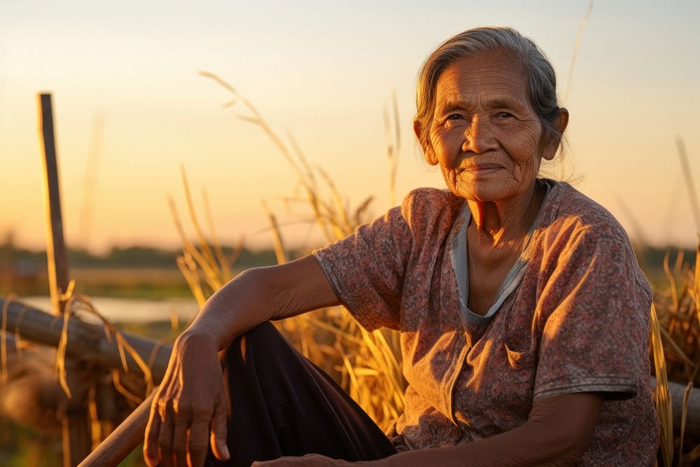 Elder Filipino Hopeful adult contemplation agriculture.