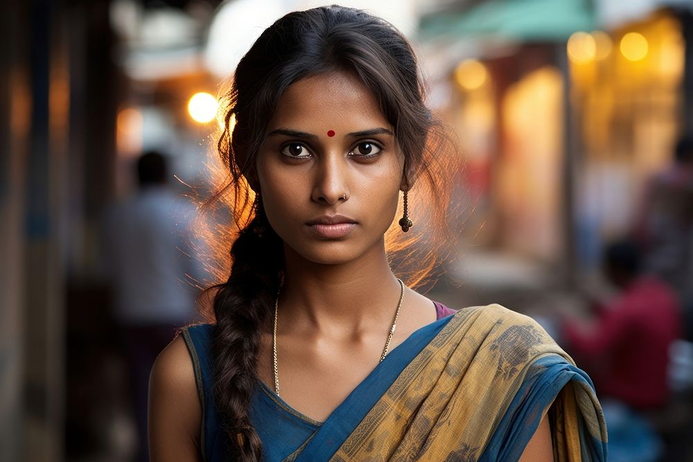 Indian young woman portrait photo contemplation.