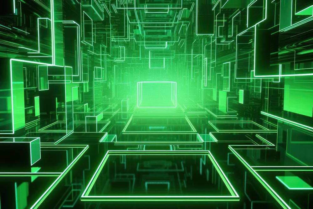  3D green holographic background architecture backgrounds light. AI generated Image by rawpixel.