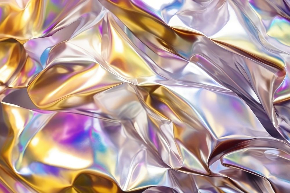  Crumpled plastic transparent holographic backgrounds aluminium abstract. AI generated Image by rawpixel.
