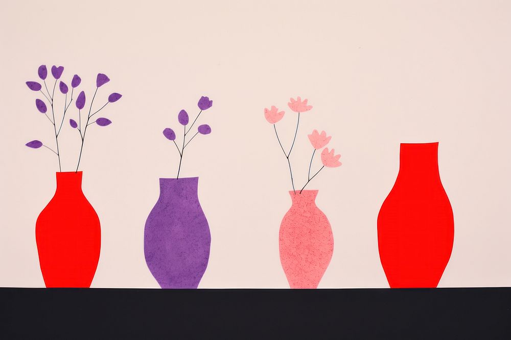 Flower vase painting plant art.