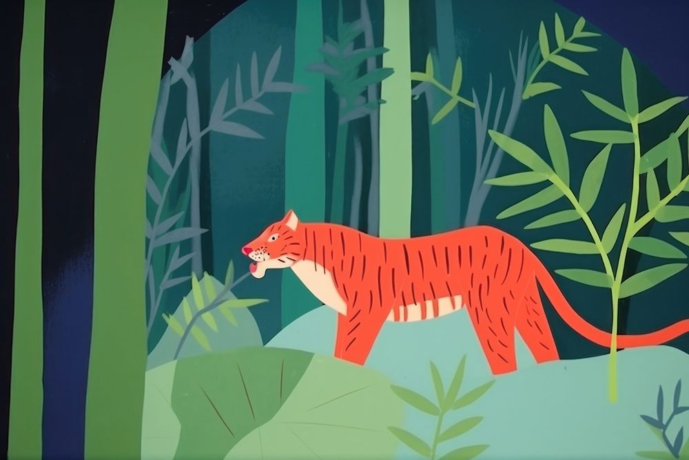 Tiger in the jungle outdoors cartoon animal.