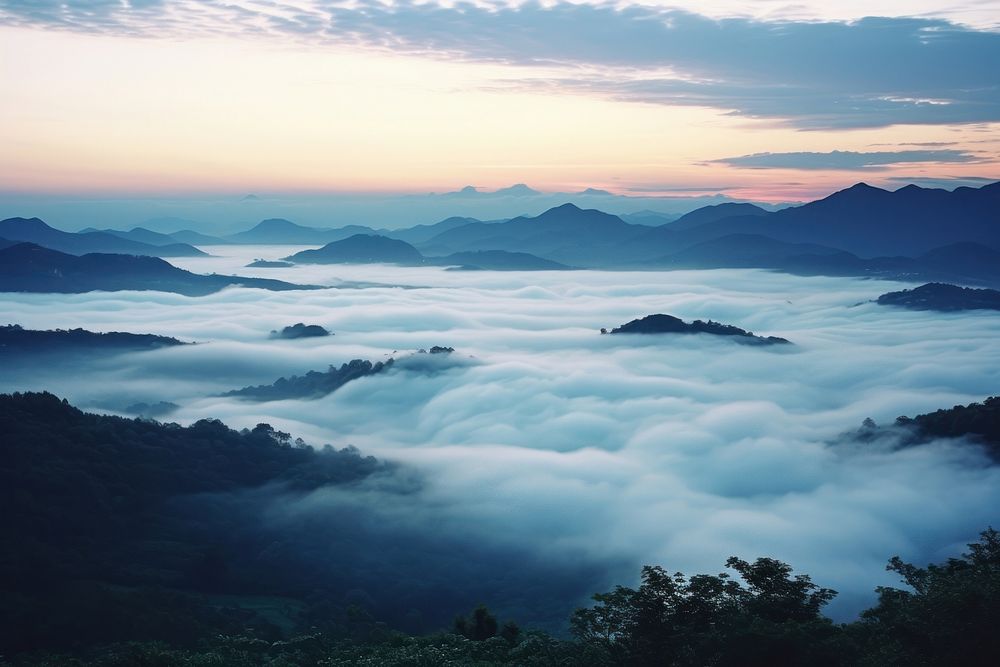  Landscape fog mountain outdoors. AI generated Image by rawpixel.