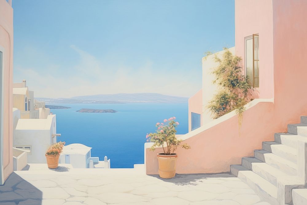 Santorini architecture building outdoors. AI generated Image by rawpixel.