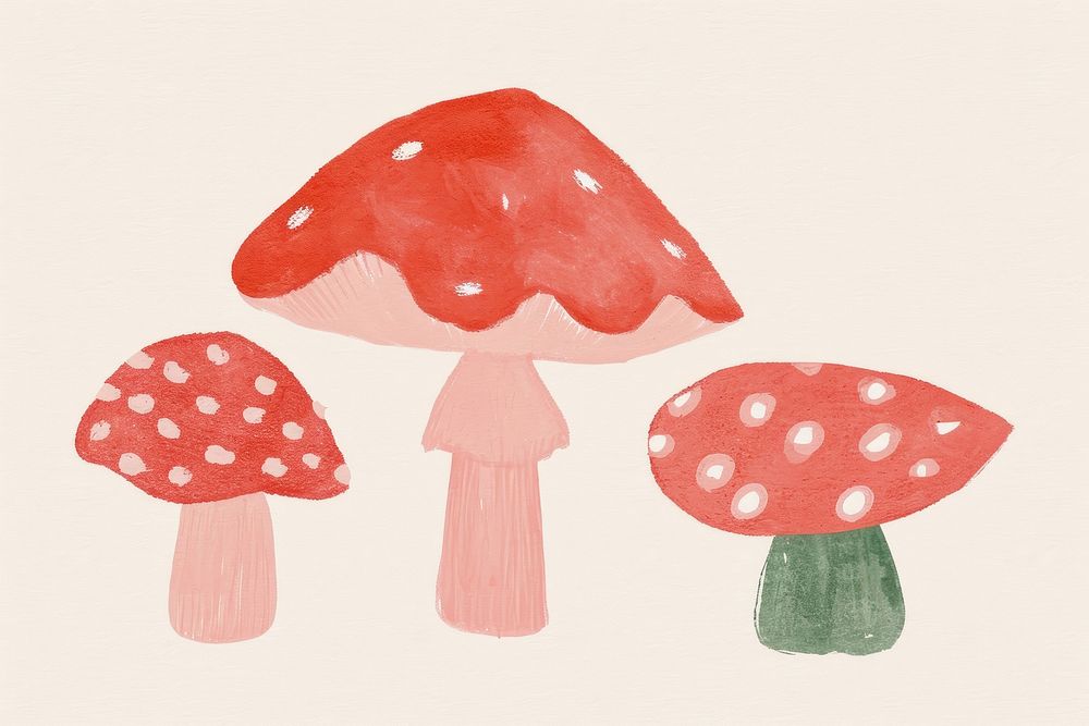 Cute mushroom illustration fungus agaric plant.