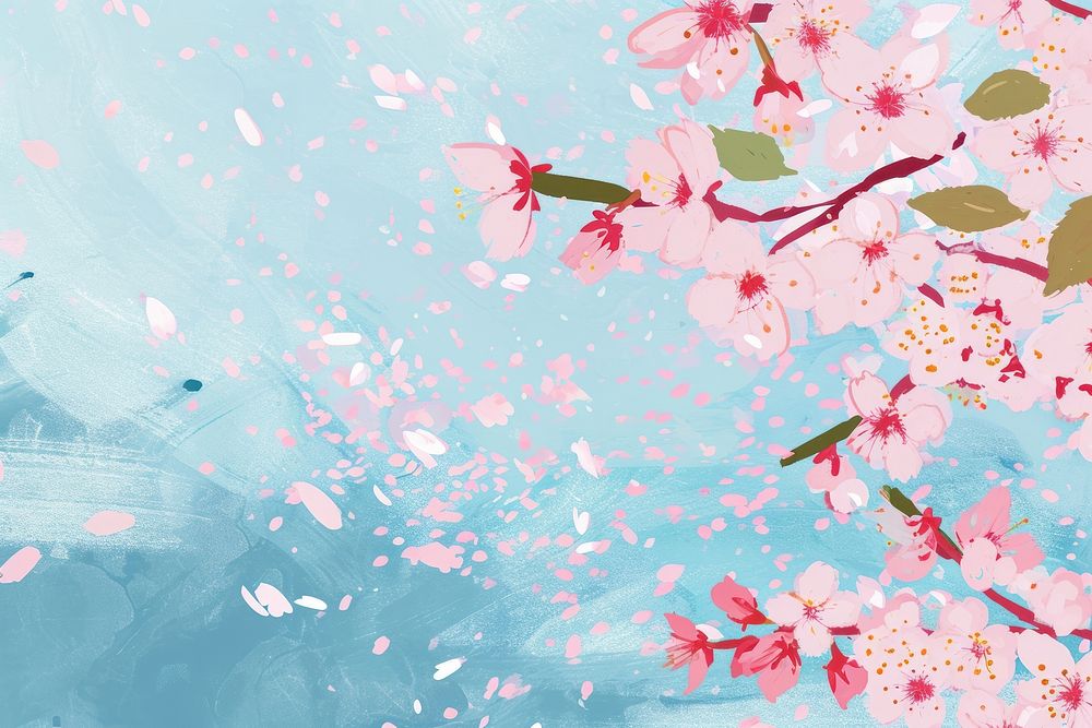 Cute cherry blossom illustration outdoors flower nature.