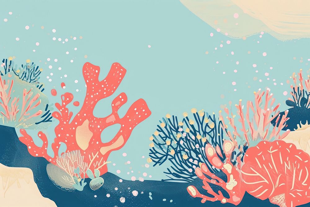 Cute coral illustration outdoors painting graphics.