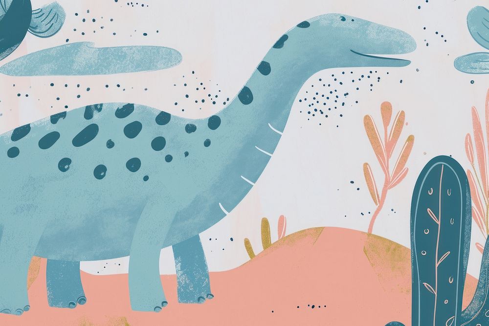 Cute dinosuar illustration illustrated painting outdoors.