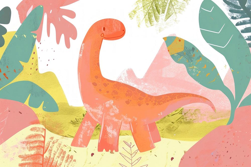 Cute dinosuar illustration painting dinosaur reptile.
