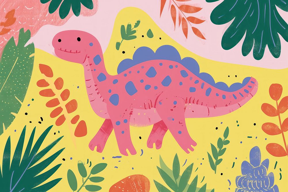 Cute dinosuar illustration graphics dinosaur painting.