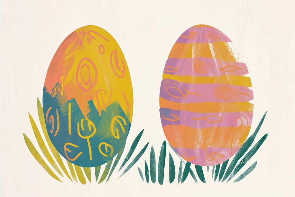 Cute easter egg illustration cricket sports food.