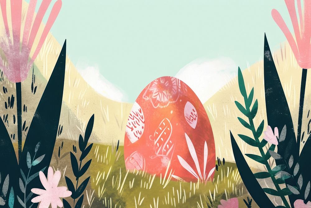 Cute easter egg illustration graphics painting outdoors.
