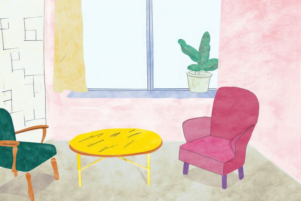 Cute furniture illustration painting indoors chair.