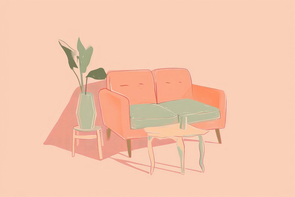 Cute furniture illustration illustrated painting armchair.
