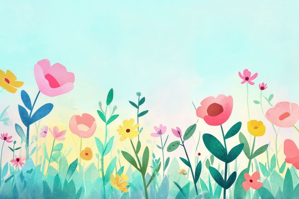 Cute flower garden illustration graphics painting outdoors.