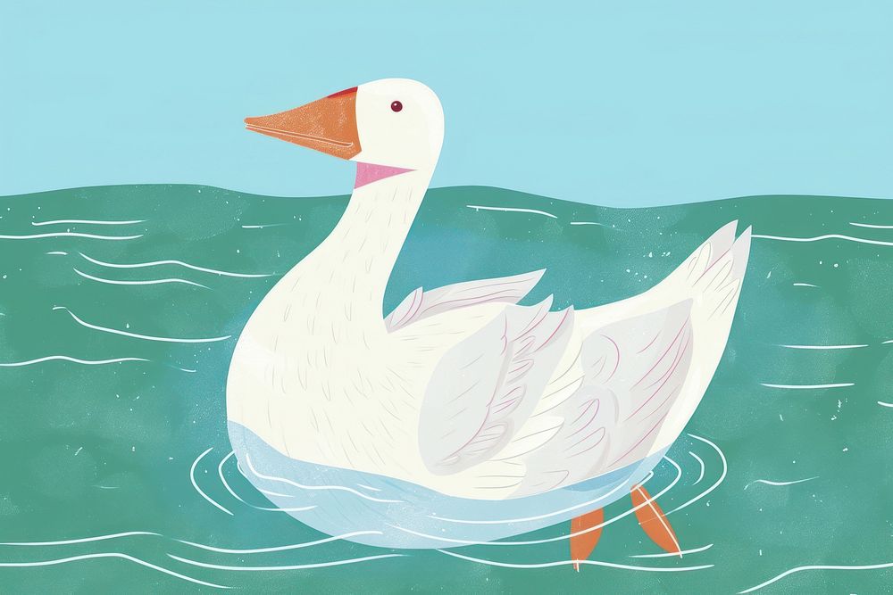 Cute goose on the lake illustration anseriformes waterfowl animal.
