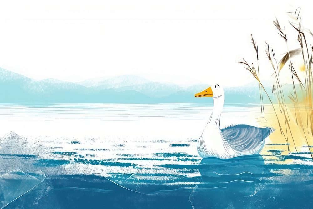 Cute goose on the lake illustration waterfowl outdoors animal.