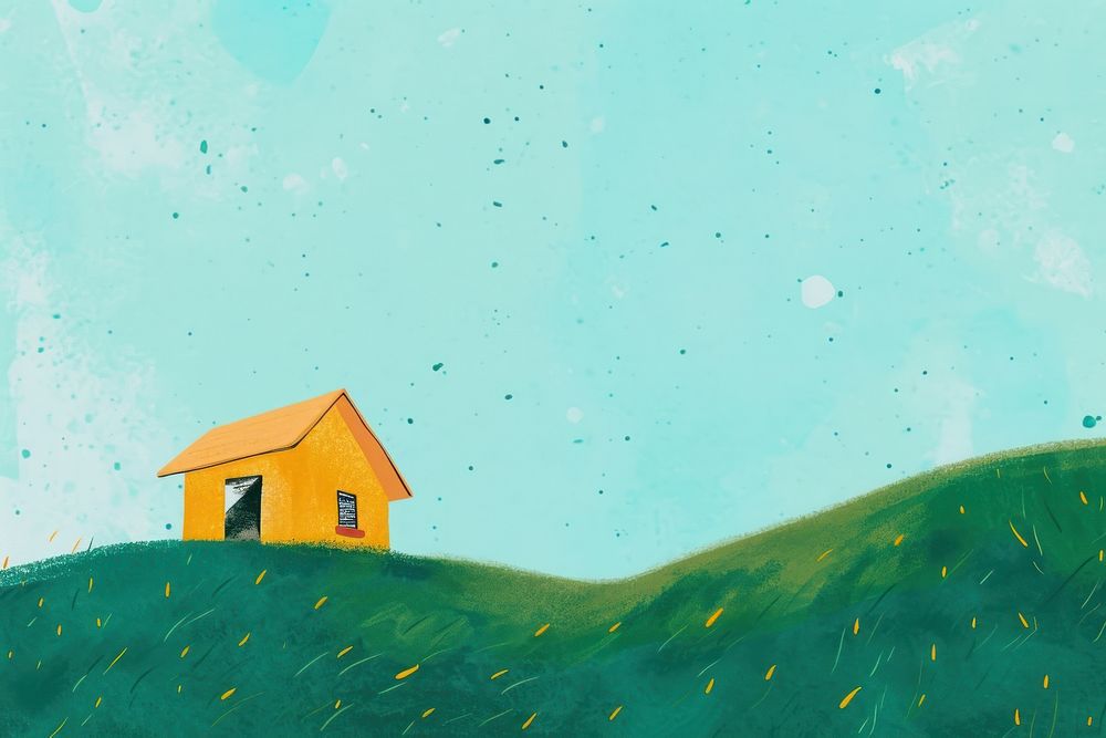 Cute hut and hill illustration architecture countryside building.